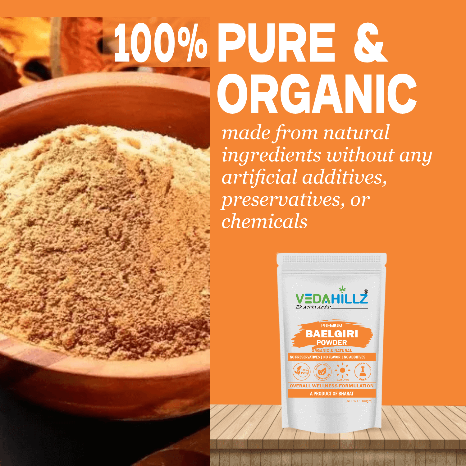 Vedahillz Herbal Bel Giri Powder Made from Carefully Selected Bel Giri Fruit